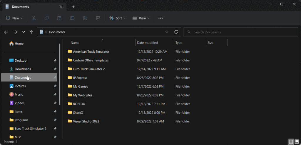 Euro Truck Simulator 2 data folder