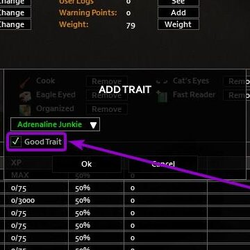 'good trait' checkbox outlined with arrow