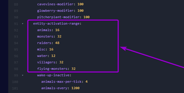 new values ​​to change from the entity-activation-range