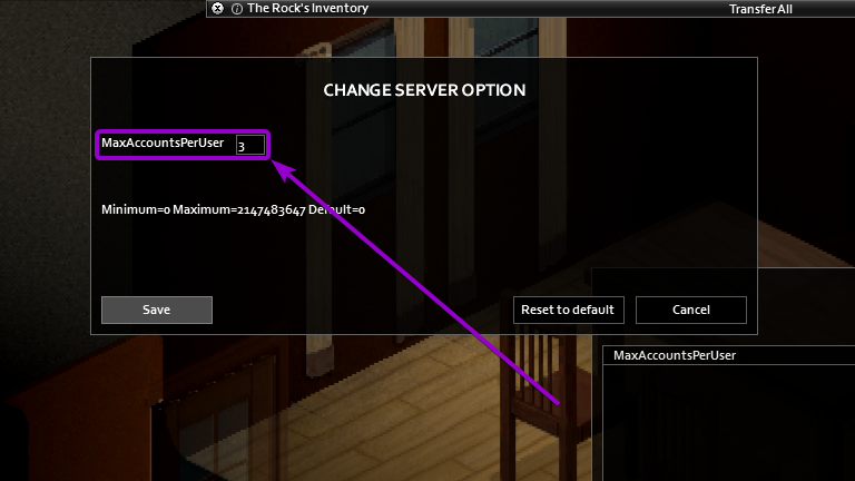 text field of the MaxAccountPerUser variable