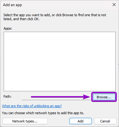 Add an app 'browse' button outlined with arrow