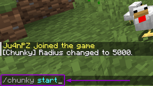 Chunk Start command to pregenerate a radius of 5,000 blocks