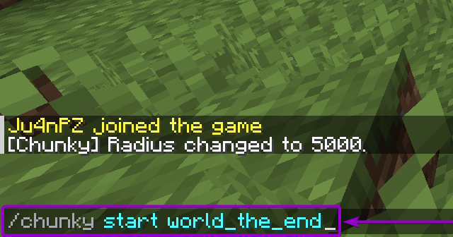 Command to start pre-generating chunks in the End
