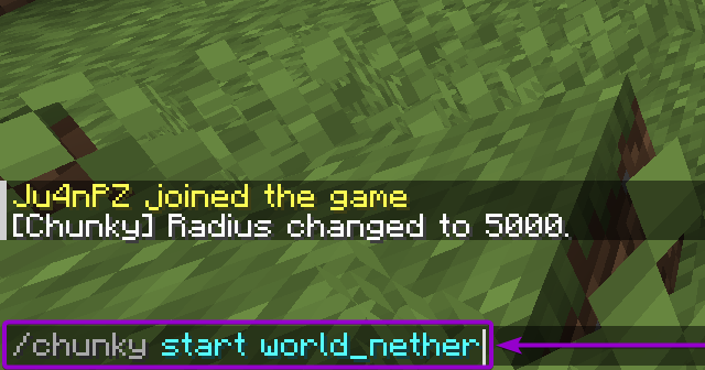 Command to start pre-generating chunks in the Nether