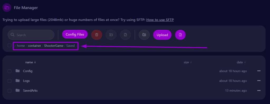 Cybrancee Ark Se Server Files Tab Saves Folder Location Outlined