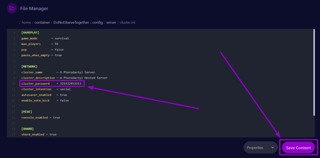 Cybrancee Dont Starve Together Files Tab Cluster File Password Outlined