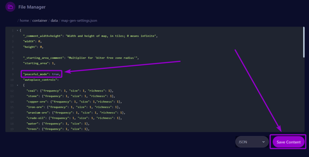 Cybrancee Factorio Server Files Tab Map Gen Peaceful Field Outlined