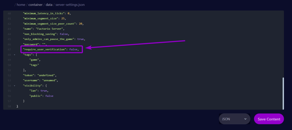 Cybrancee Factorio Server Files Tab Server Settings User Verification Outlined