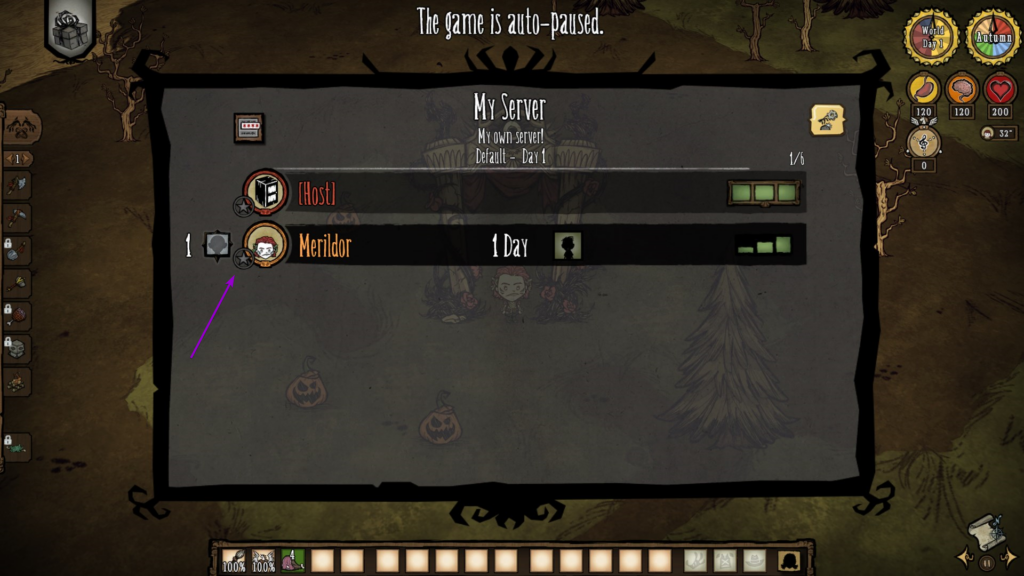 Star next to player indicates that player is an admin of this server