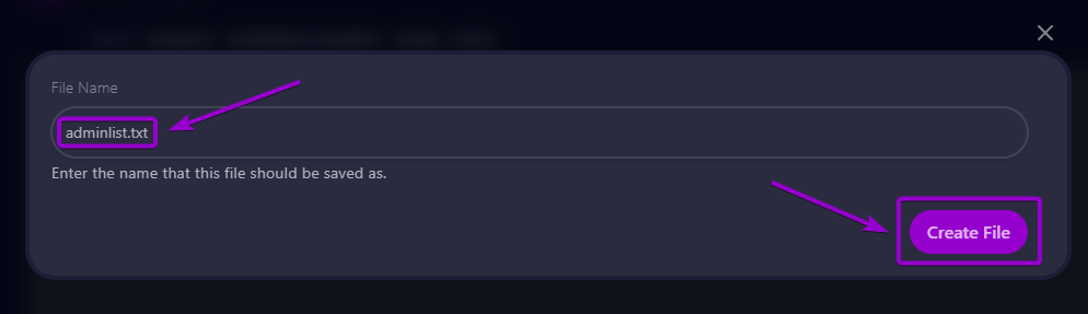 Creation of adminlist.txt file
