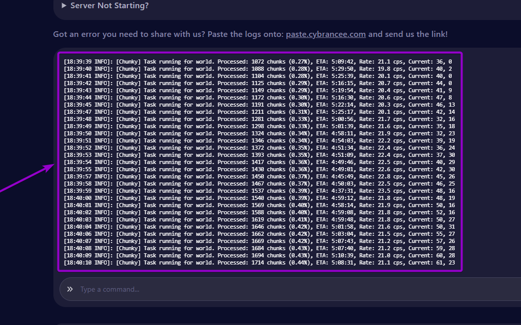 Execution processes of the area pregenerator in the console