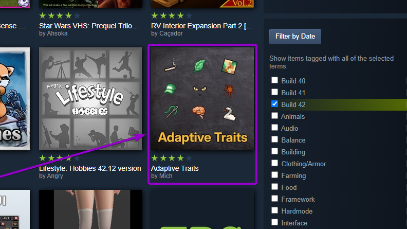 Selected example mod from the workshop