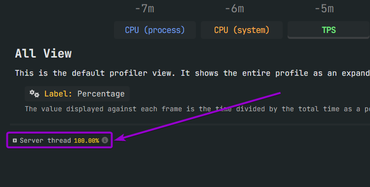 Server thread line outlined with arrow