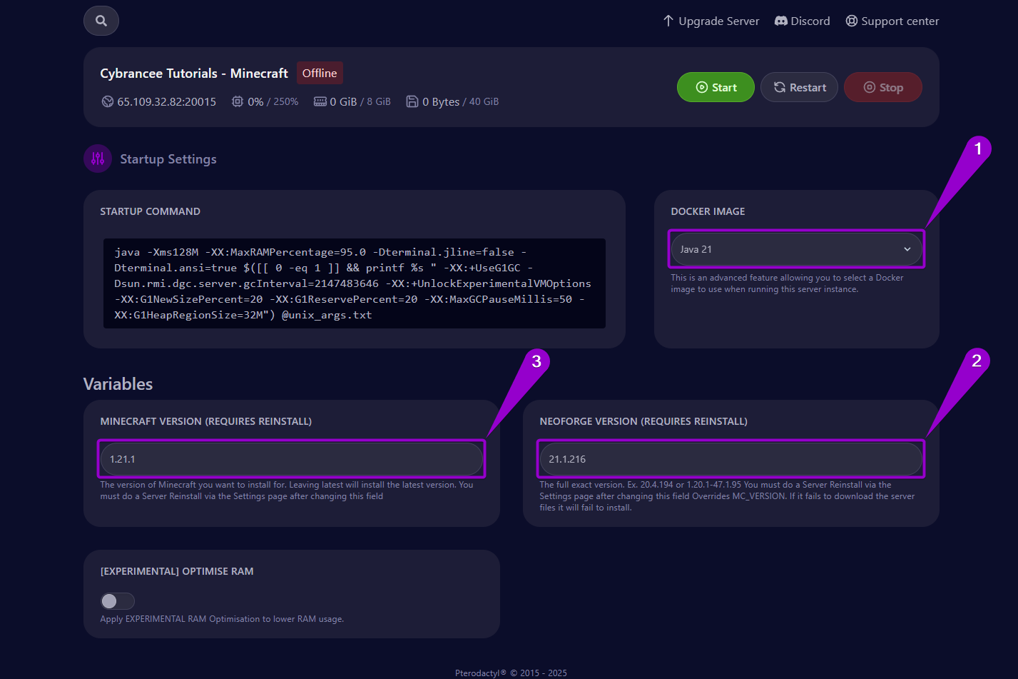 Steps to configure the startup settings parameters