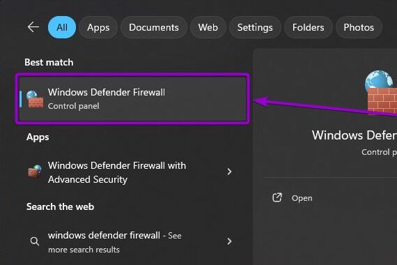 'Windows defender' program outlined with arrow