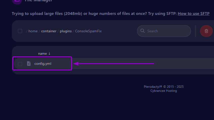 'config.yml' file outlined with arrow