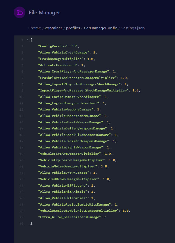 dayz car damage config file settings