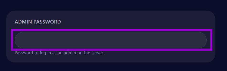 dayz startup tab with admin password field outlined