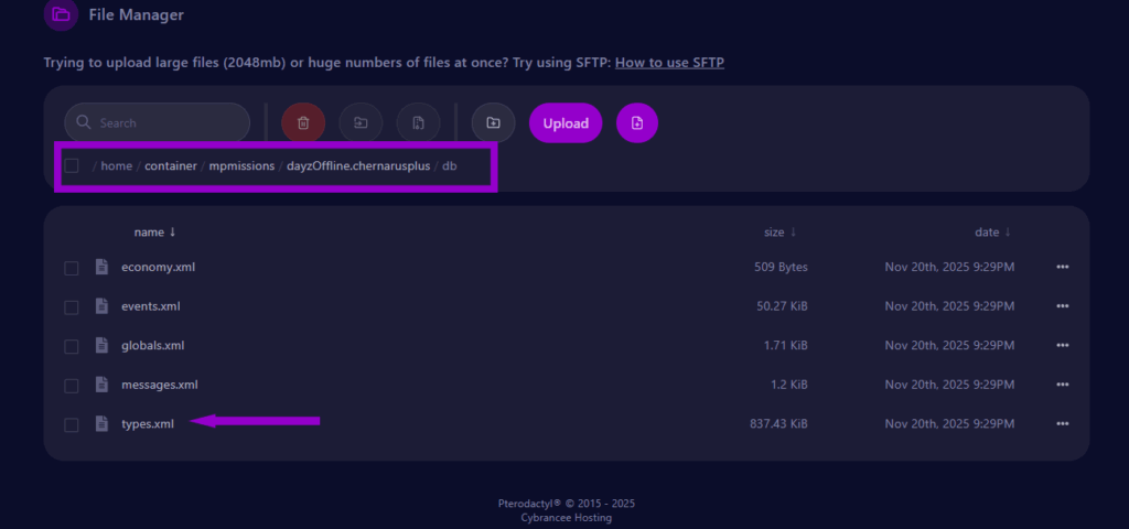 dayz type.xml folder and types.xml file outlined