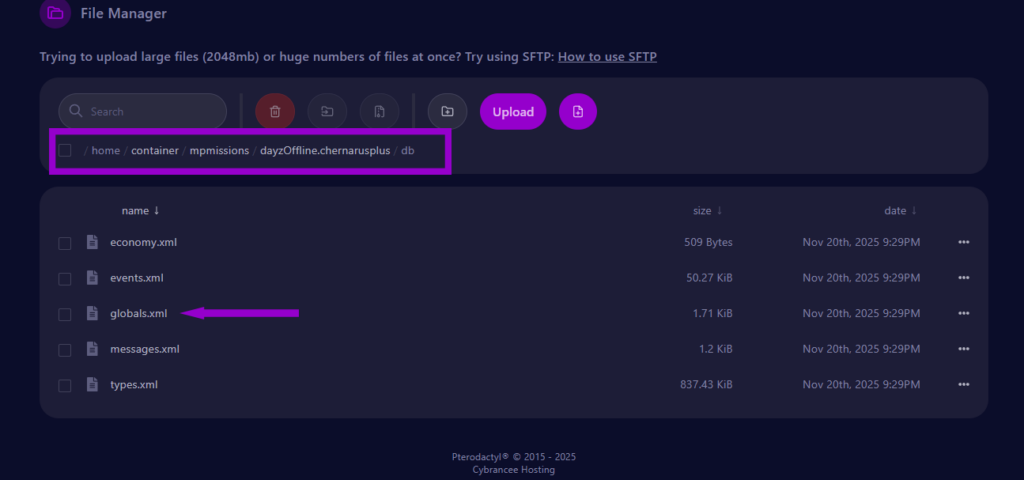 dayz type.xml folder and globals.xml file outlined