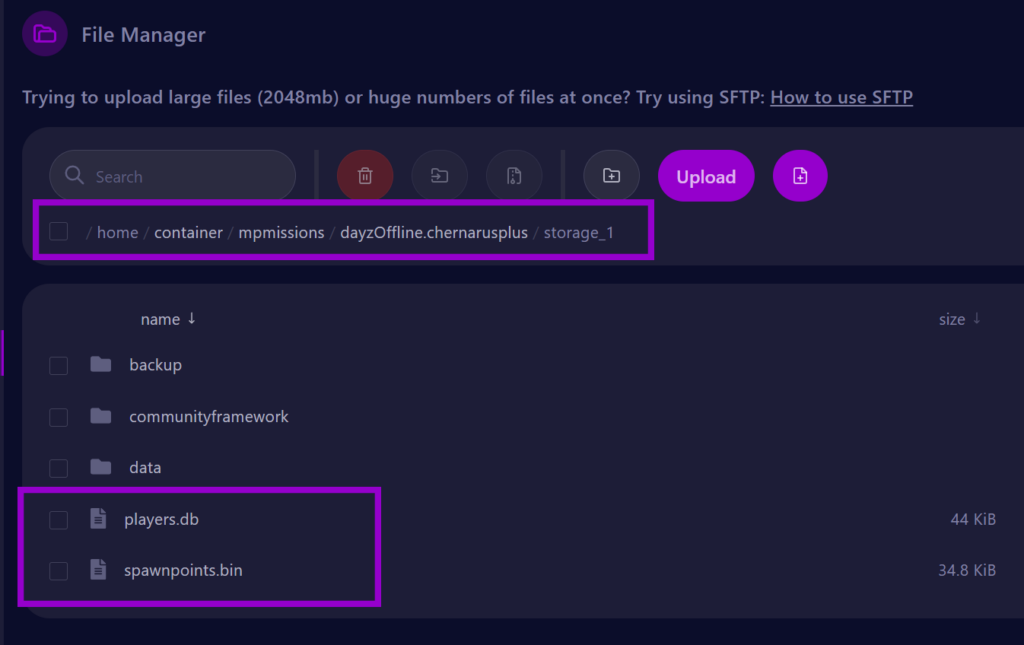 dayz mpmissions folder with players and spawns files outlined to selective wipe outlined