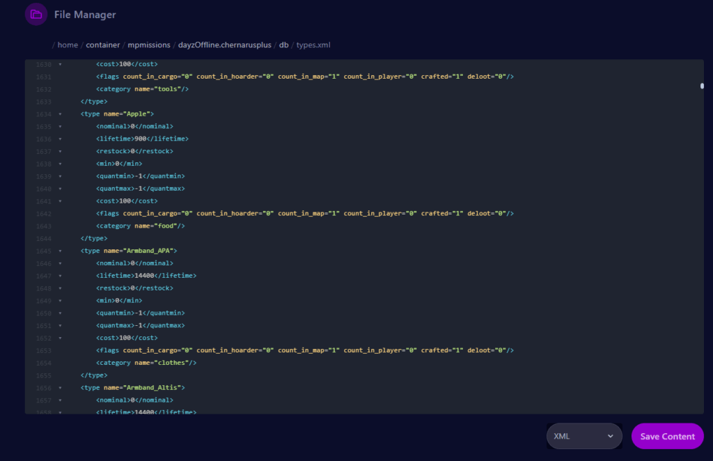 dayz types.xml file content