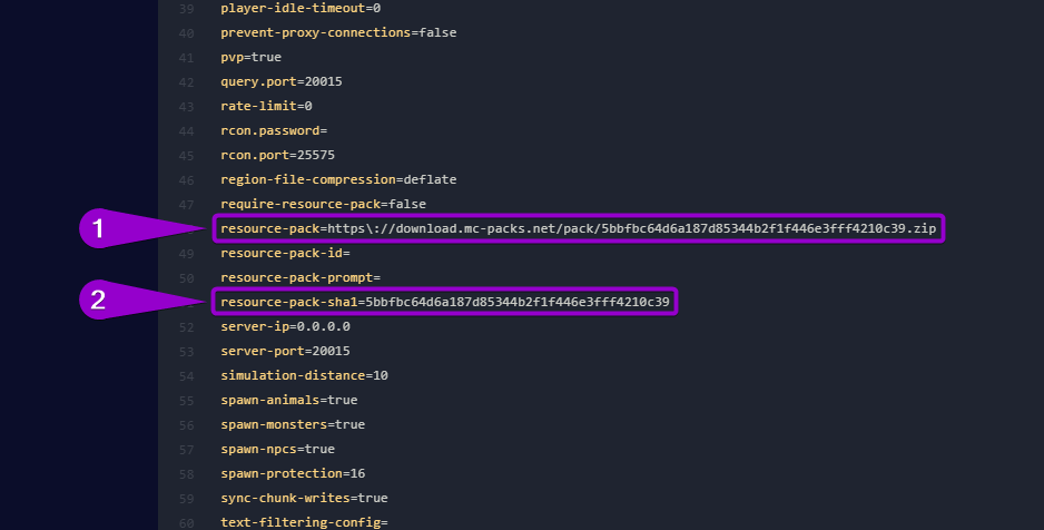 Replacing the resource-pack values ​​within the server.properties file