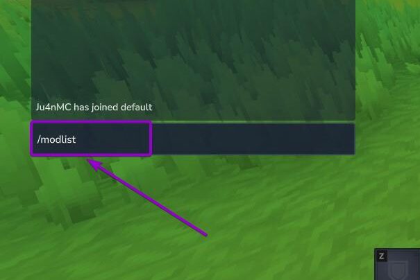 Command 'modlist' entered in chat in Hytale