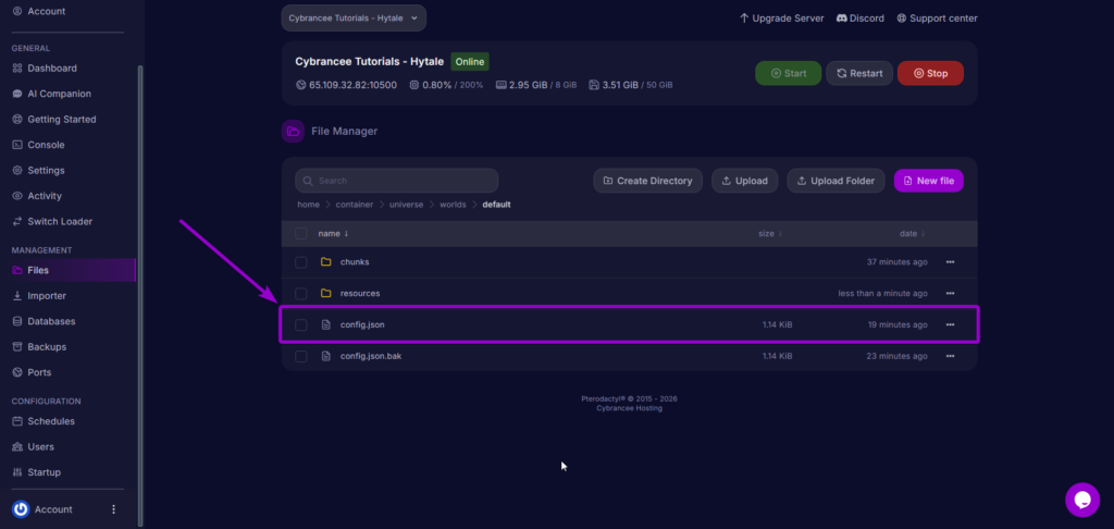 Config File Univers - Hytale