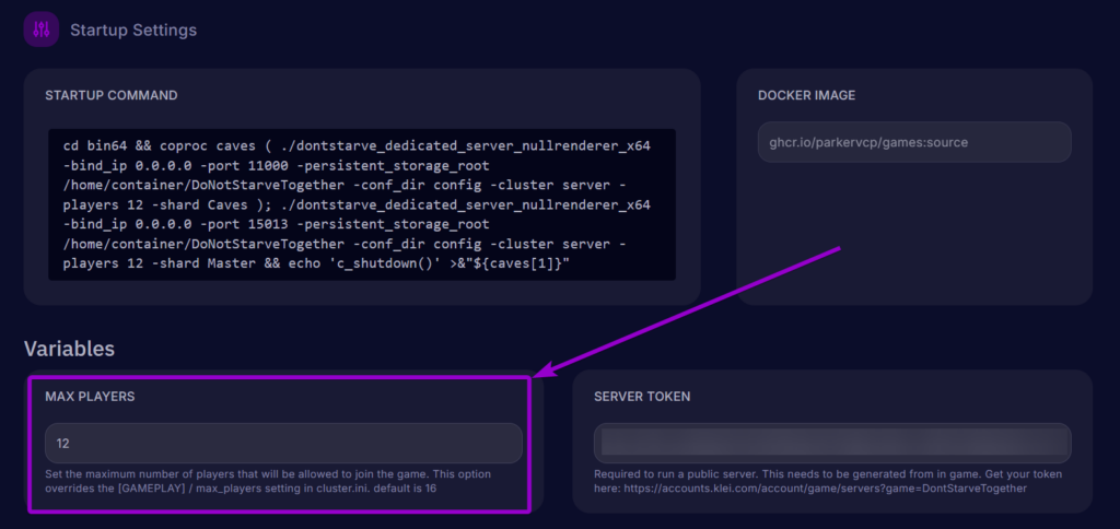 Cybrancee Dont Starve Together Max Players Field Outlined