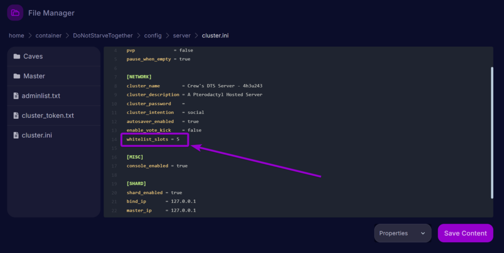 Cybrancee Dont Starve Together Panel Files Cluster Whitelist Outlined