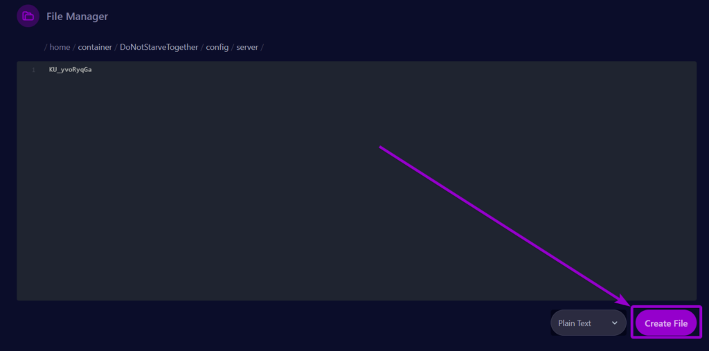 Cybrancee Dont Starve Together Panel Files Create New File Button Outlined