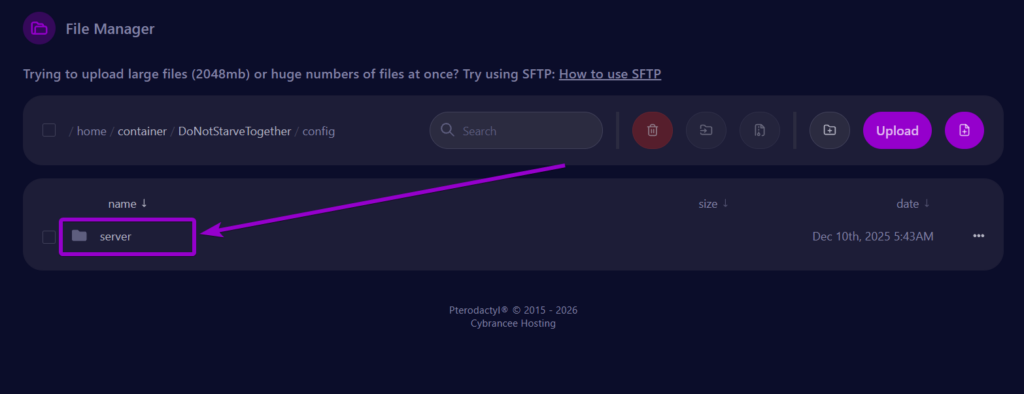 Cybrancee Dont Starve Together Panel Server Folder Outlined
