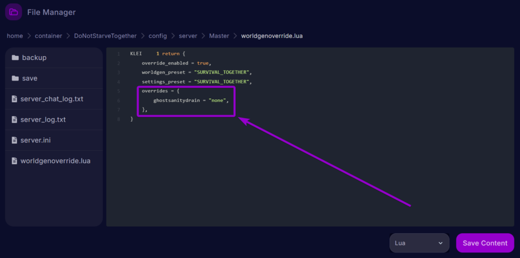 Cybrancee Dont Starve Together WorldGen File Ghost Setting Outlined