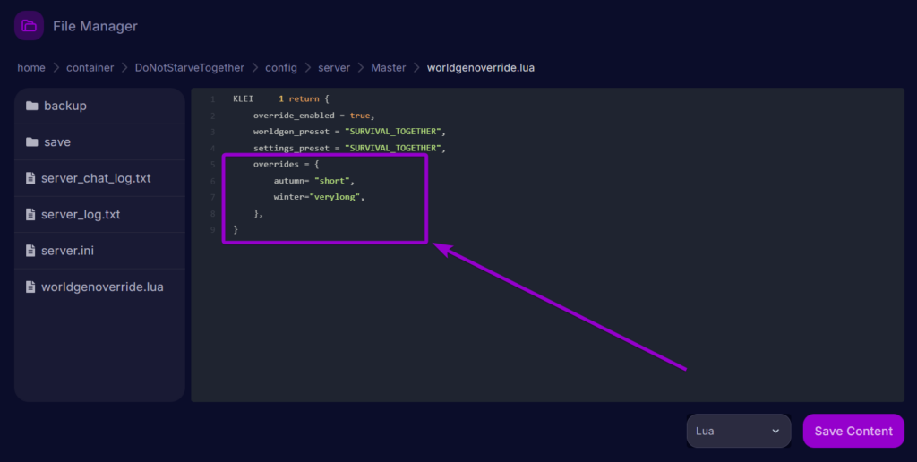 Cybrancee Dont Starve Together WorldGen File Seasons Outlined