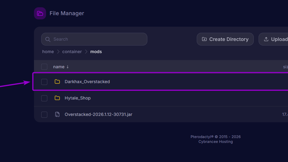 'Darkhax_Overstacked' file outlined with arrow