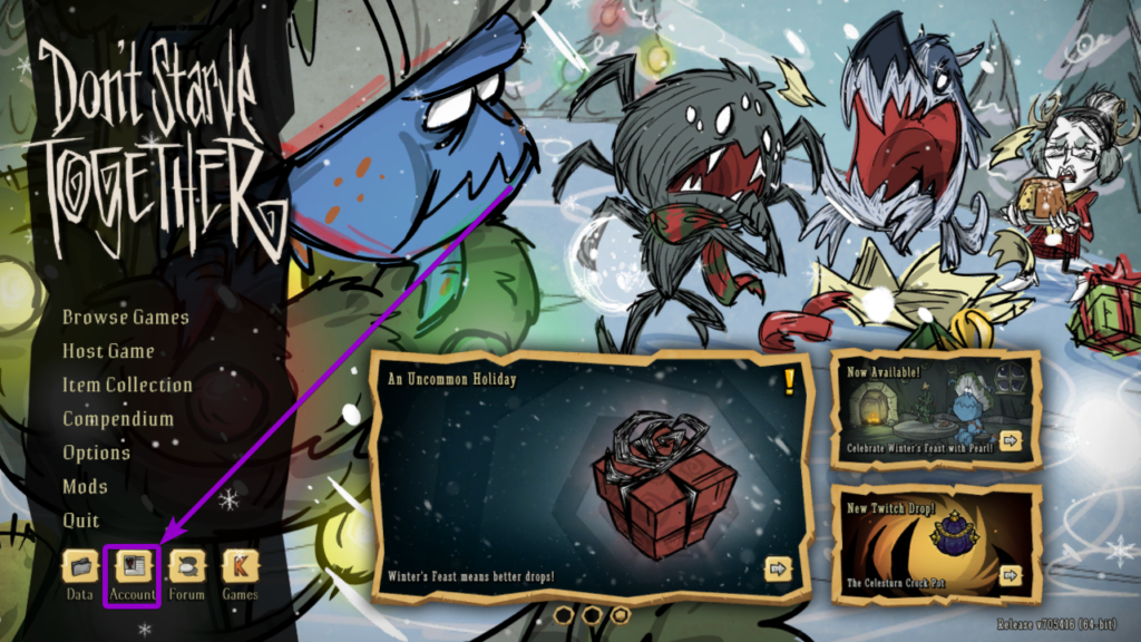 Dont Starve Together Gameplay Account Option Outlined