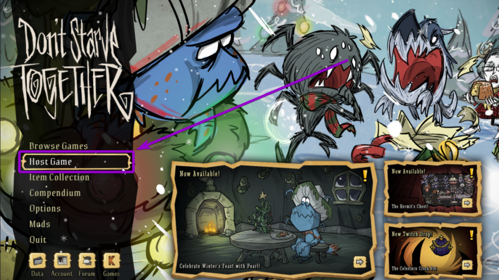 Dont Starve Together Gameplay Host Game Button Outlined