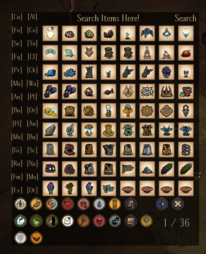 Dont Starve Together Gameplay Items Menu Outlined