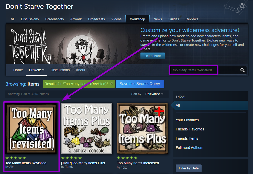 Dont Starve Together Steam Workshop Items Mod Outlined