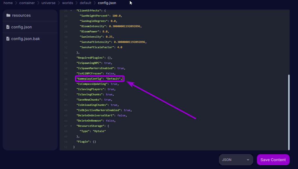 Gameplay Config - Hytale - Panel