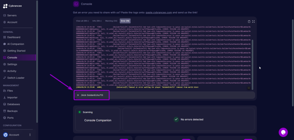 Hytale Kick Command Enter