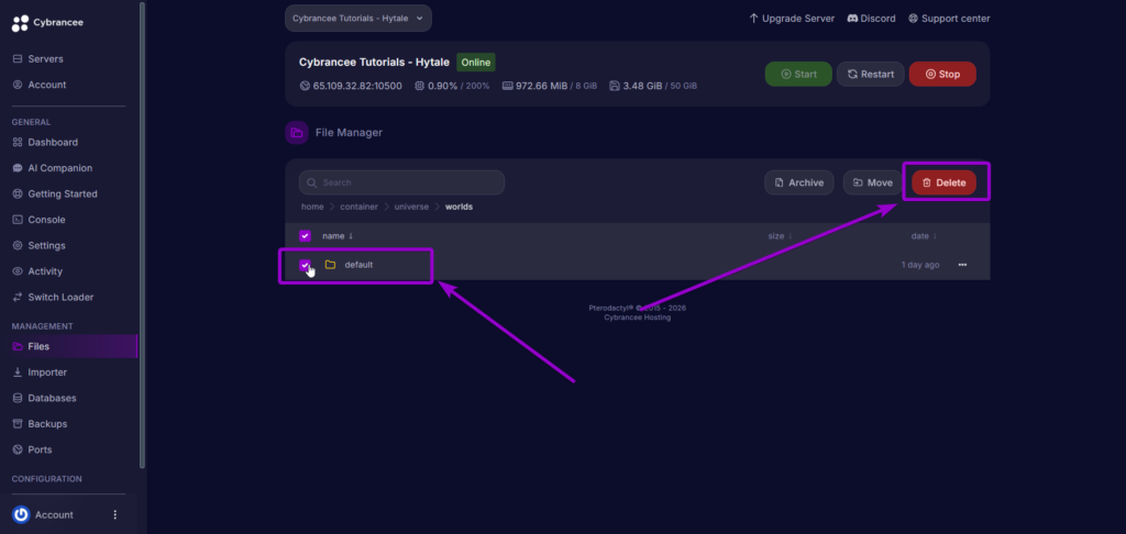 Hytale - ins - Delete Default Folder