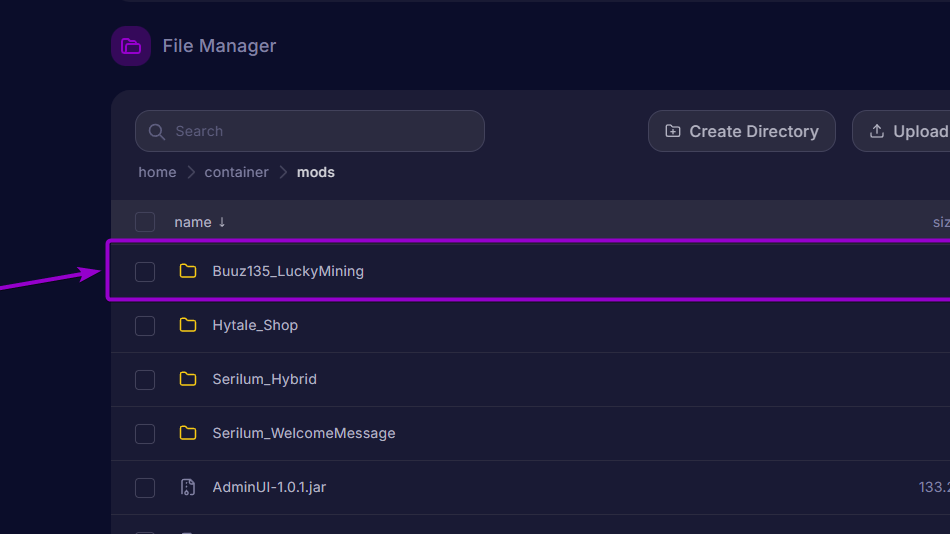 'LuckyMining' folder outlined with arrow