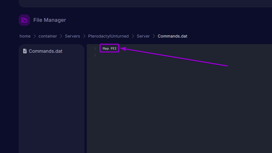 Map assignment in the commands file