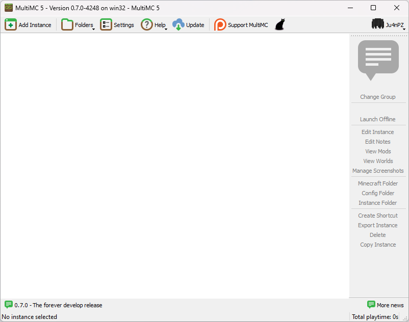 'MultiMC' program interface
