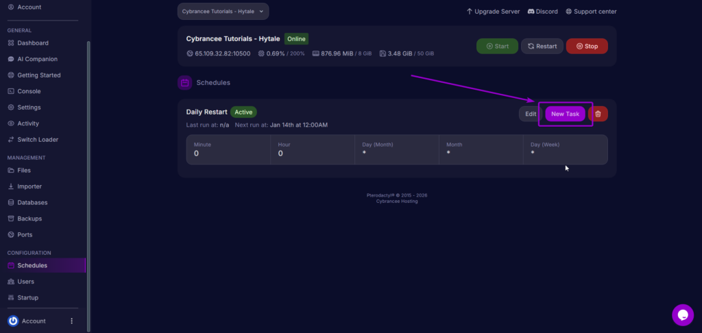 New Task Restart Hytale