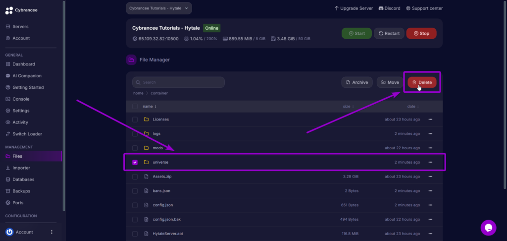 Perm Delete World Hytale