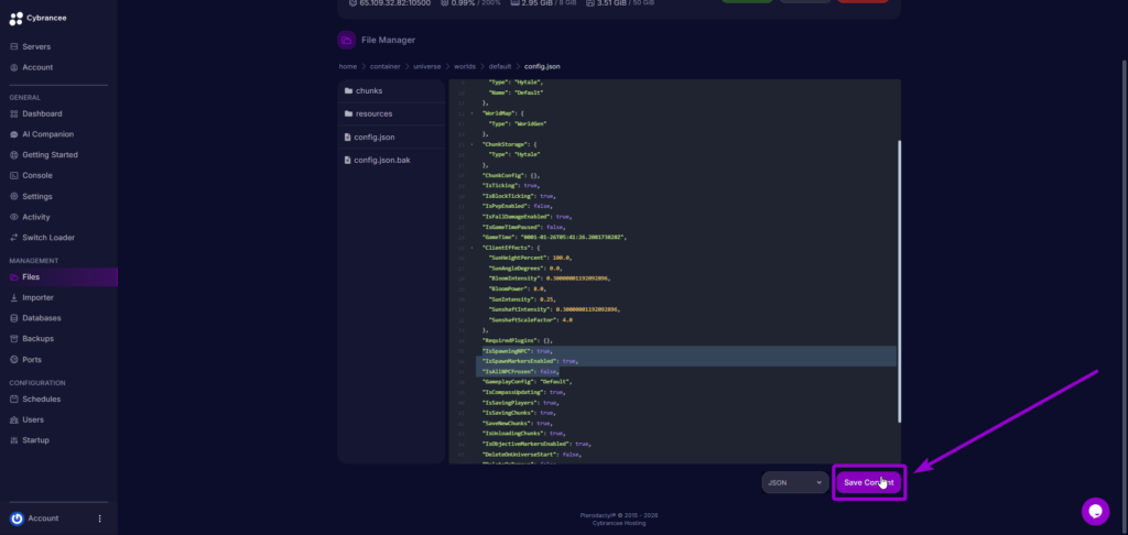 Save Content - hytale json