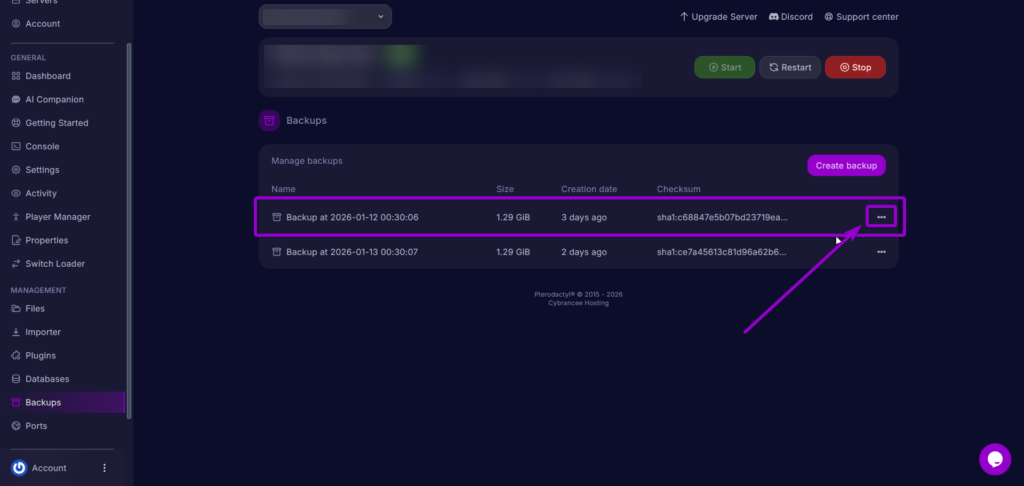 Select Backup - Hytale
